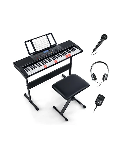 Mecale 61-Key Portable Electronic Keyboard Piano with Stand and Stool