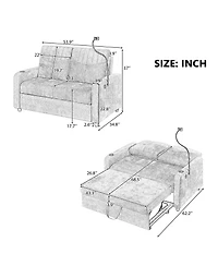 Boyel Living 53.9 Inches Modern Loveseat Pull-out Sofa Bed with Adjustable Backrest, Two Cup Holders , a Phone Holder, Three Charging Ports