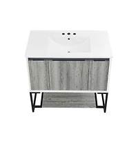 Swiss Madison Marseille 36 in. Gray Bathroom Vanity With White, 3-Hole Ceramic Sink Top
