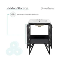 Swiss Madison Annecy 24 in. Black Walnut Bathroom Vanity With White, 3-Hole Ceramic Sink Top