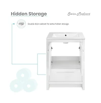 Swiss MadisonVirage 24" Freestanding Bathroom Vanity in White with Sink Top