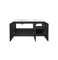 Swiss Madison 48" Wall-Mounted Bathroom Vanity, 3-Hole Widespread Double Basin Sink Top