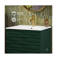 Cascade 24" Freestanding Bathroom Vanity in Green Oak with Sink Top