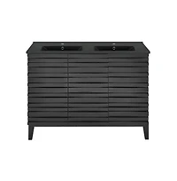 Swiss Madison48 in. Black Oak, Double Basin Bathroom Vanity With Black Ceramic Sink Top