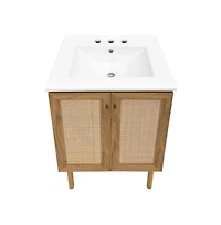 Swiss Madison 24" Freestanding Bathroom Vanity in Golden Oak with 3-Hole Centerset Sink Top