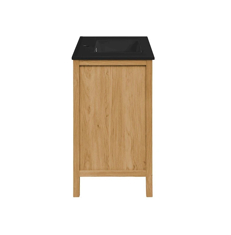 Swiss MadisonChateau 36"; Freestanding Bathroom Vanity in Golden Oak with Black Sink Top