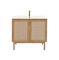 Swiss Madison Classe 36" Freestanding Bathroom Vanity in Golden Oak with Sink Top