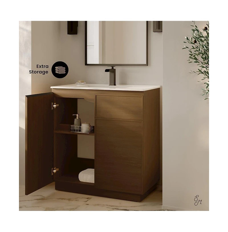 Swiss Madison St. Tropez 36" Freestanding Bathroom Vanity in Oak with Sink Top