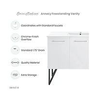 Swiss Madison Annecy 48" Freestanding Bathroom Vanity in White with Sink Top