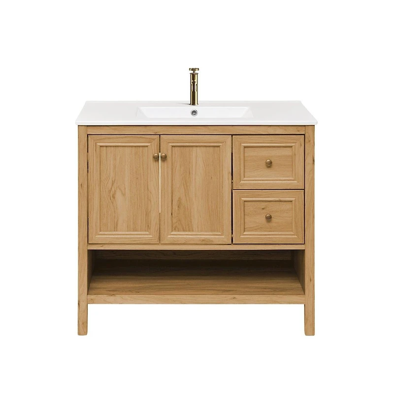 Chateau 36" Freestanding Bathroom Vanity in Golden Oak with Sink Top