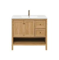Chateau 36" Freestanding Bathroom Vanity in Golden Oak with Sink Top