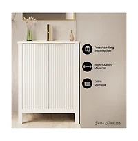 Swiss Madison Bastille 24" Freestanding Bathroom Vanity in White with Sink Top