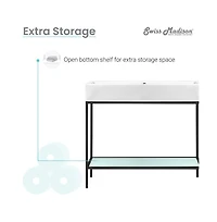 Swiss Madison 40 Single, Freestanding, Open Shelf, Matte Black Metal Frame Bathroom Vanity