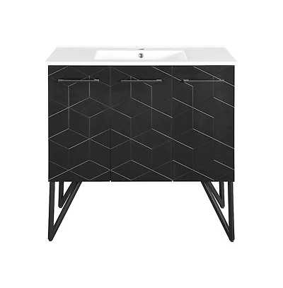 Swiss Madison Annecy 36" Freestanding Bathroom Vanity in Phantom Black with Sink Top