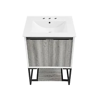 Swiss Madison Marseille 24 in. Gray Oak Bathroom Vanity With White, 3-Hole Ceramic Sink Top