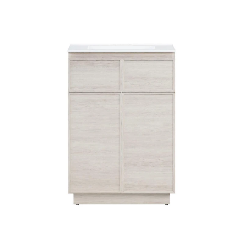 Swiss Madison 24" Freestanding Bathroom Vanity in White Oak with 3-Hole Centerset Sink Top