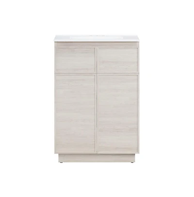 Swiss Madison 24" Freestanding Bathroom Vanity in White Oak with 3-Hole Centerset Sink Top