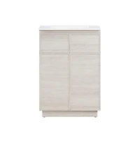 Swiss Madison 24" Freestanding Bathroom Vanity in White Oak with 3-Hole Centerset Sink Top