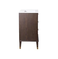 Swiss Madison Hugo 24 in. Brown Oak Bathroom Vanity With White, 3-Hole Ceramic Sink Top