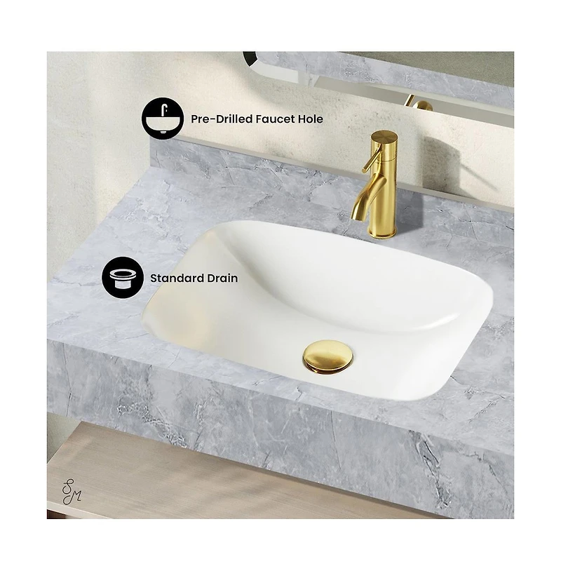 Swiss MadisonAvancer 36" Wall-Mounted Bathroom Vanity in White Oak with Storm Gray Sink Top