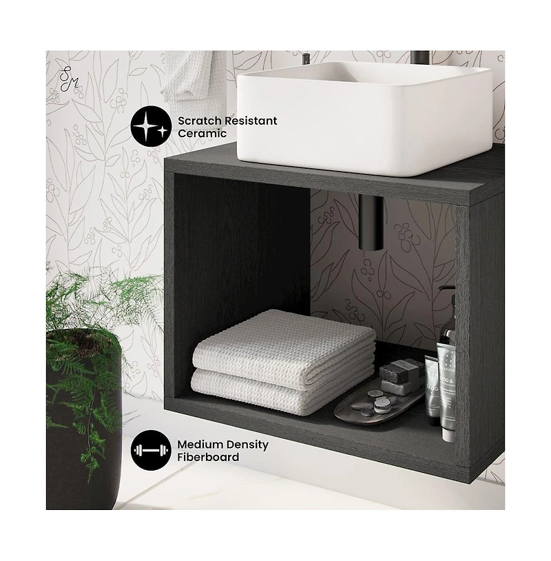 Swiss Madison Concorde 24'' Wall-Hung Vanity In Black