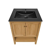 Swiss Madison Chateau 24" Freestanding Bathroom Vanity in Golden Oak with Sink Top