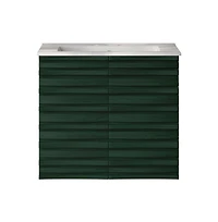 Swiss Madison 24" Wall-Mounted Bathroom Vanity in Green Oak with 3-Hole Centerset Sink Top