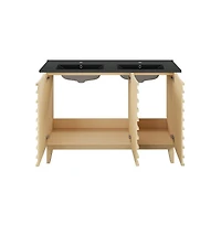 Swiss Madison 48 in. Natural Oak, Double Basin Bathroom Vanity With Black Ceramic Sink Top