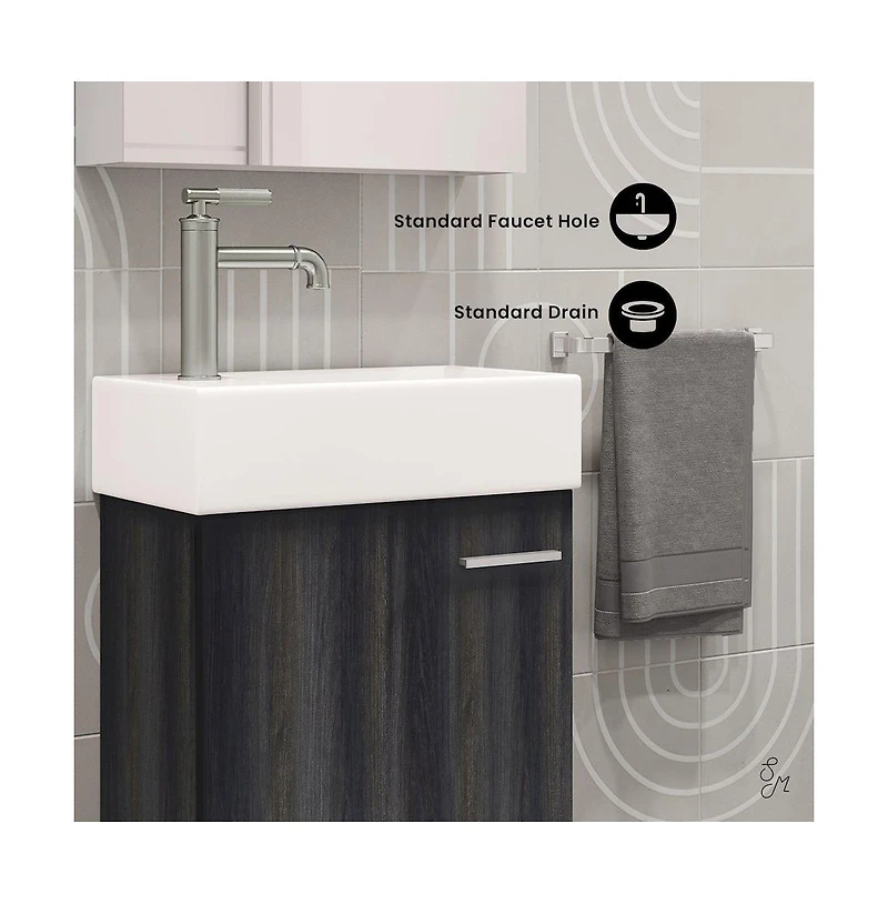 Colmer 18 Single, Black Walnut, One Cabinet, Bathroom Vanity