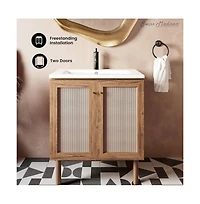 Swiss MadisonClasse 30" Freestanding Bathroom Vanity in Golden Oak with Sink Top