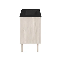 Swiss Madison36" Freestanding Bathroom Vanity in White Oak, Black 3-Hole Widespread Sink Top
