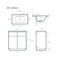 Swiss Madison St. Tropez 36" Freestanding Bathroom Vanity in Natural Oak with Sink Top