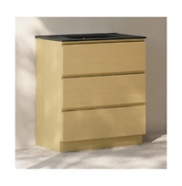 Swiss Madison Liberte 30" Freestanding Bathroom Vanity in Natural Oak with Black Sink Top