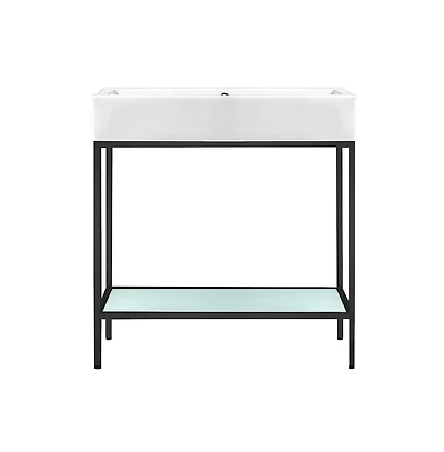 Swiss Madison Pierre 32" Open Shelf Black Frame Freestanding Bathroom Vanity with Sink Top