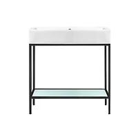 Swiss Madison Pierre 32" Open Shelf Black Frame Freestanding Bathroom Vanity with Sink Top