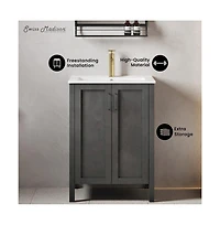 Avallon 24" Freestanding Bathroom Vanity in Black with Sink Top