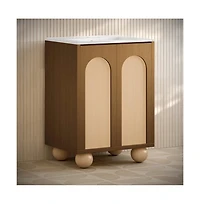 Swiss Madison 24" Freestanding Bathroom Vanity in Brown Oak with 3-Hole Widespread Sink Top