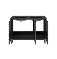 Swiss Madison48 in. Black Oak, Double Basin Bathroom Vanity, Black, 3-Hole Ceramic Sink Top