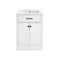 Swiss Madison Burdon 24" Freestanding Bathroom Vanity in White with 3-Hole Centerset Sink Top