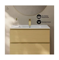 Liberte 30" Freestanding Bathroom Vanity in Natural Oak with Sink Top