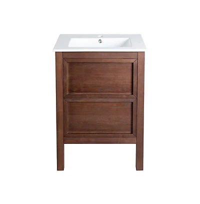 Swiss Madison Nadar 24" Freestanding Bathroom Vanity in Brown Oak with Sink Top