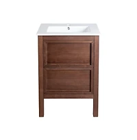 Swiss Madison Nadar 24" Freestanding Bathroom Vanity in Brown Oak with Sink Top