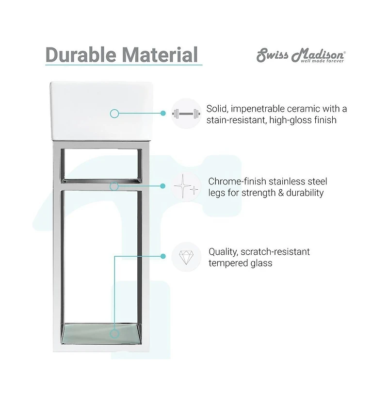 Pierre 19.5 Single, Open Shelf, Chrome Metal Frame Bathroom Vanity