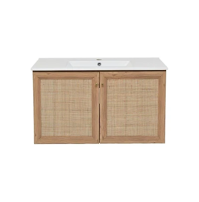 Swiss Madison Classe 36" Wall-Mounted Bathroom Vanity in Oak