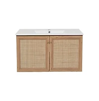 Swiss Madison Classe 36" Wall-Mounted Bathroom Vanity in Oak