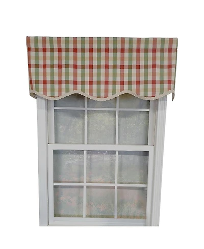 Rlf Home Bison Check Trimmed Provance 3" Rod Pocket Lining Luxurious and Elegant Window Treatment Valance 50" x 15" Multi