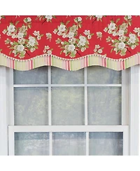 Rlf Home Primrose Trimmed Glory 100% Cotton with Fully Lined 3" Rod Pocket Valnance for Windows 50" x 16" Red