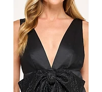 Seni & Cade Juniors' Sleeveless V-Neck Beaded Bow Front Dress