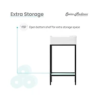 Swiss Madison Pierre 19.5 Single, Freestanding, Open Shelf, Matte Black Frame Bathroom Vanity