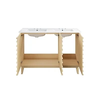 Swiss Madison48 in. Natural Oak, Double Basin Bathroom Vanity, White, 3-Hole Ceramic Sink Top
